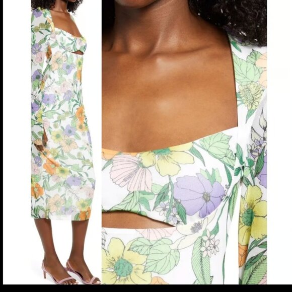 AFRM Kellen Mesh Floral Dress - Picture 1 of 9
